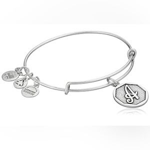 ALEX AND ANI Silver-Tone Initial "A" Expandable Wire Bangle Bracelet